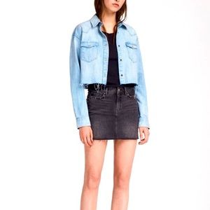 All Saints Raw Denim Crop Top Shirt